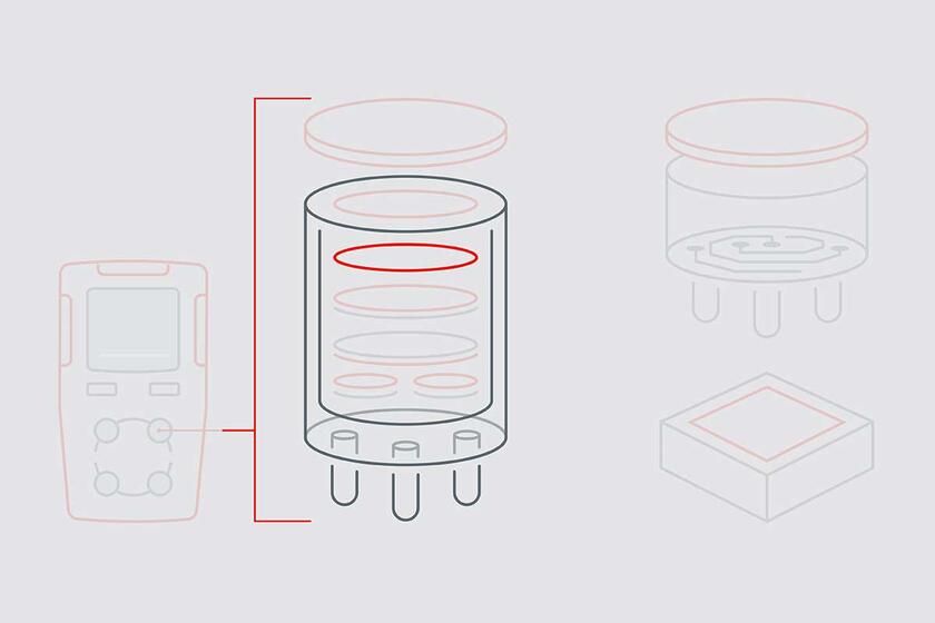 Infographic highlights the sealing ring that is used as an additional seal within the EC gas sensor stack.